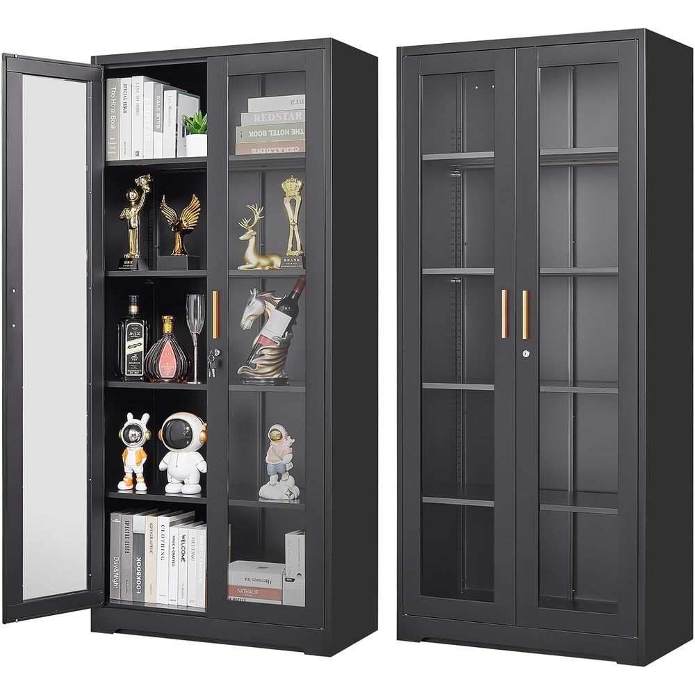 Glass Cabinet Display - خزانة عرض زجاجية مع قفل، خزانة