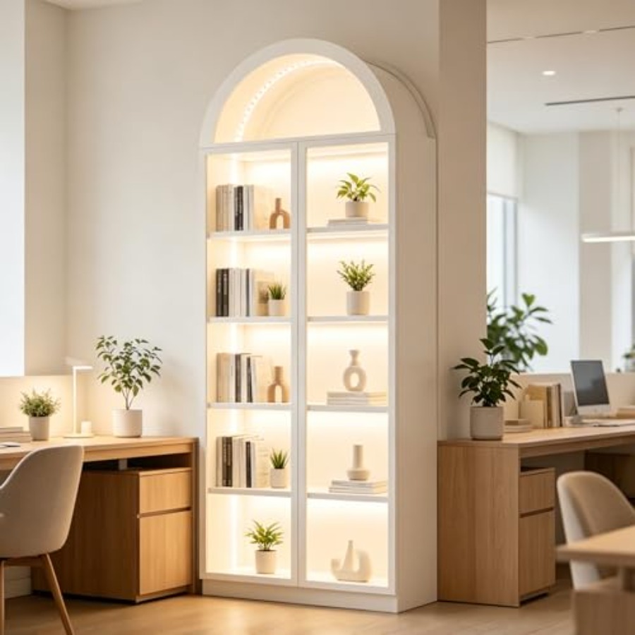 Glass Cabinet Display - خزانة عرض مقوسة لغرفة المعيشة أو