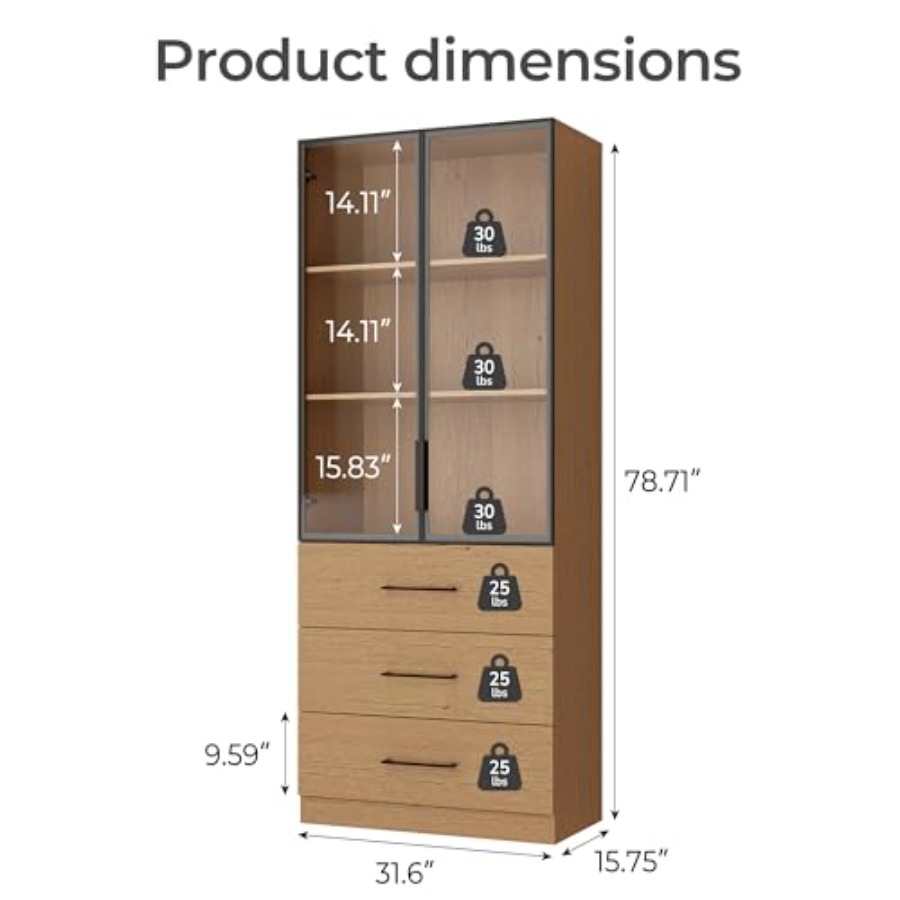 خزانة عرض كتب بارتفاع 78.7 بوص - مراجعة Glass Cabinet Display وسعره