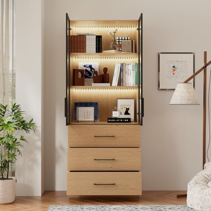 خزانة عرض كتب بارتفاع 78.7 بوص - مراجعة Glass Cabinet Display وسعره