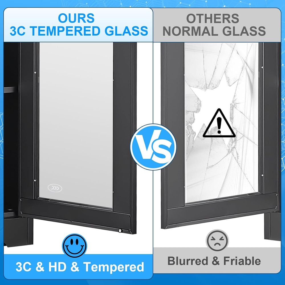 خزانة عرض زجاجية مع قفل، خزانة - مراجعة Glass Cabinet Display وسعره
