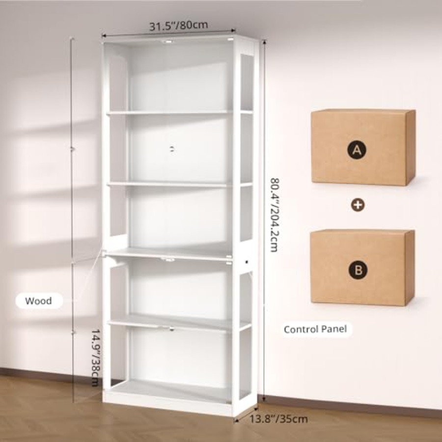 خزانة عرض بطول 80 بوصة مع باب  - مراجعة Glass Cabinet Display وسعره