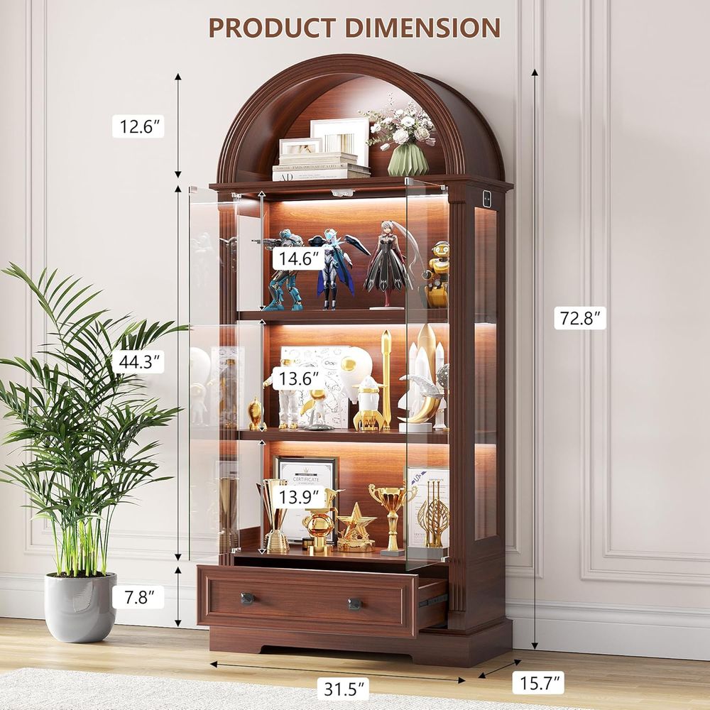خزانة عرض زجاجية مع إضاءة LED  - مراجعة Glass Cabinet Display وسعره