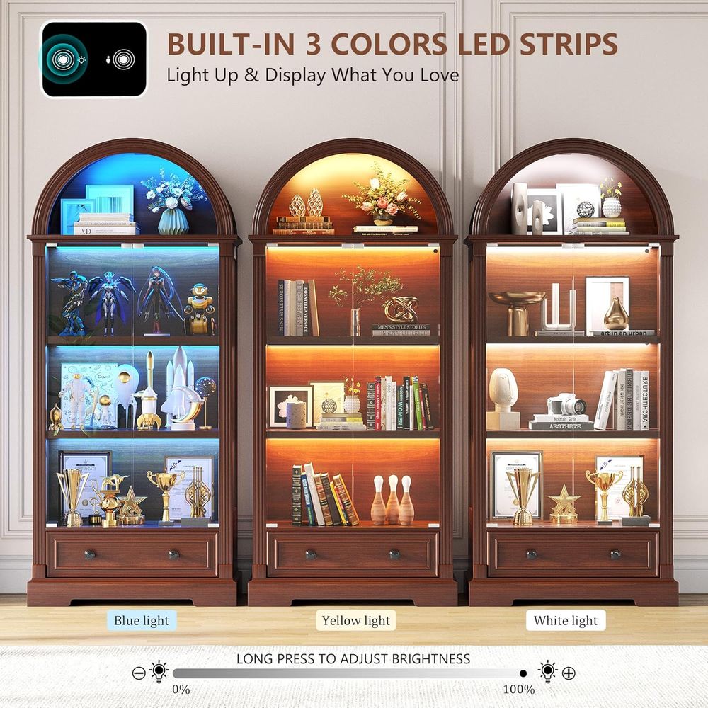 خزانة عرض زجاجية مع إضاءة LED  - مراجعة Glass Cabinet Display وسعره