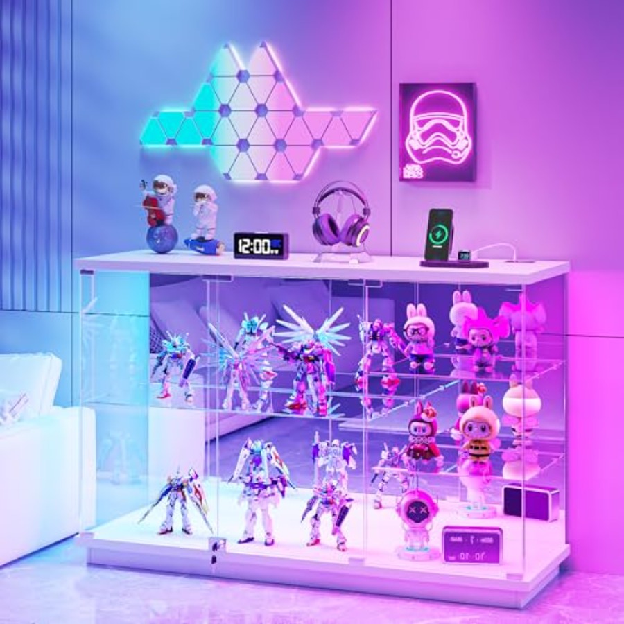 خزانة عرض زجاجية بإضاءة RGB مع - مراجعة Glass Cabinet Display وسعره